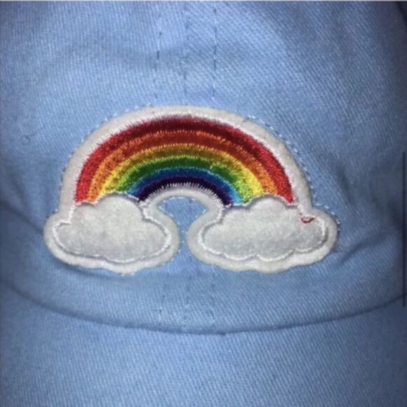 Women's Light Blue Adjustable Baseball Hat with Rainbow Patch - Picture 3 of 8